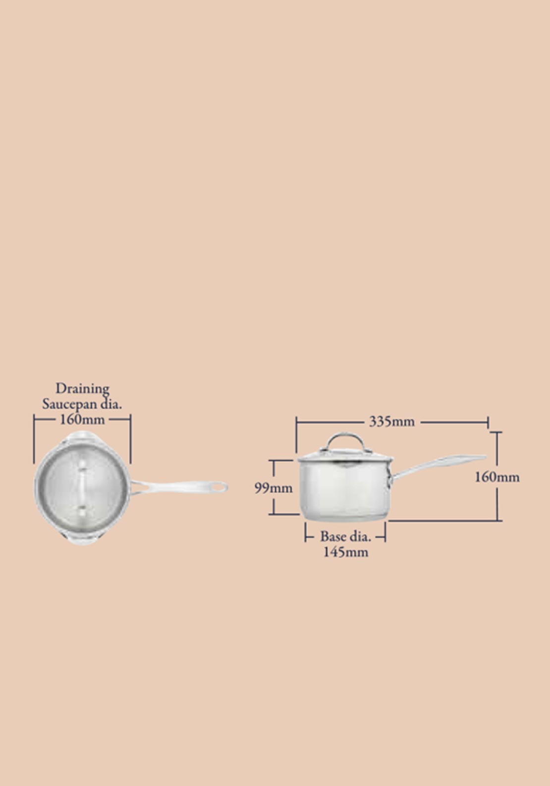 Stellar Profile 1.6 Litre 16cm Draining Saucepan