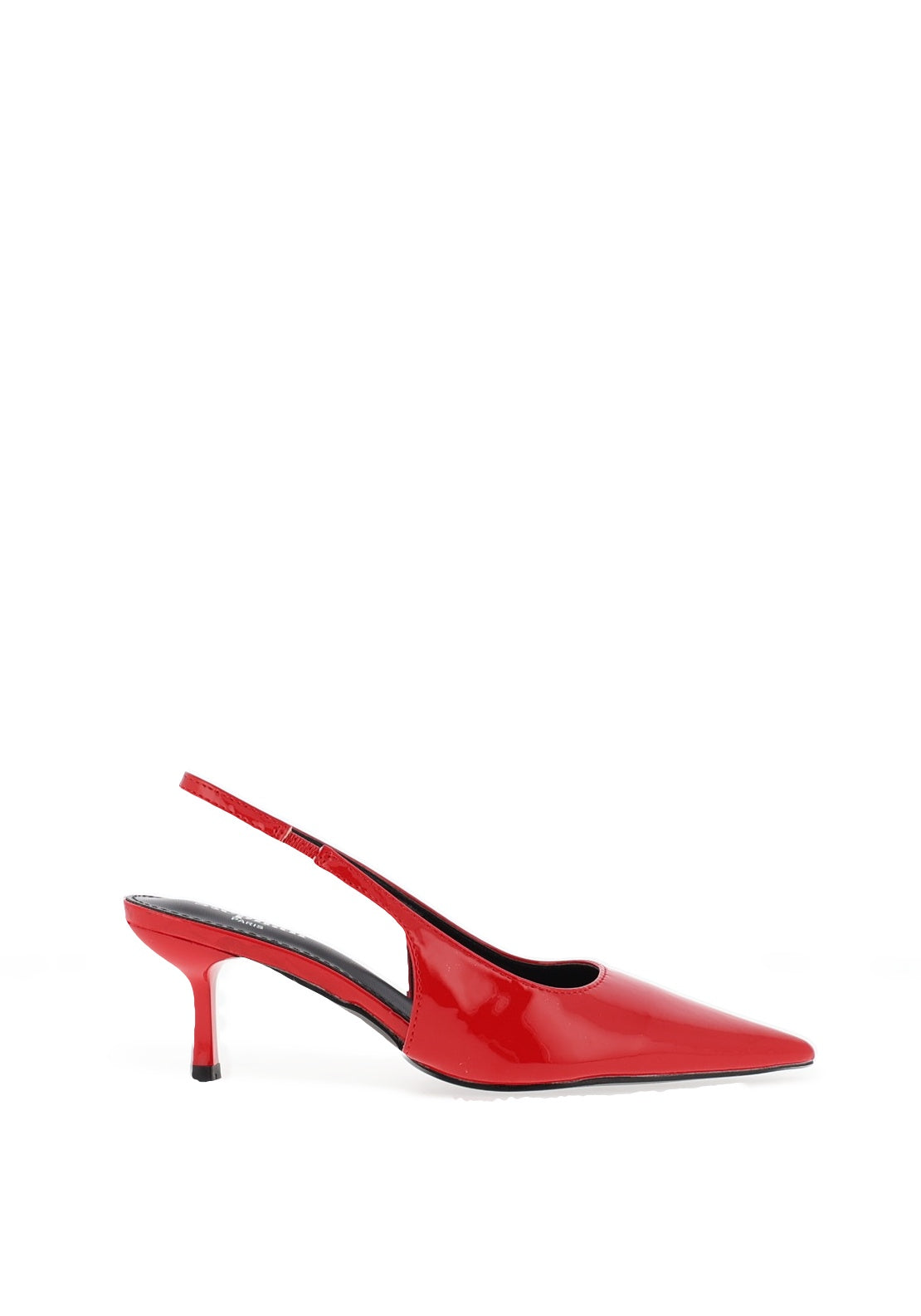Zen Collection Faux Patent Sling Back Heeled Shoes, Red