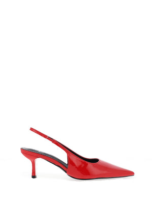 Zen Collection Faux Patent Sling Back Heeled Shoes, Red