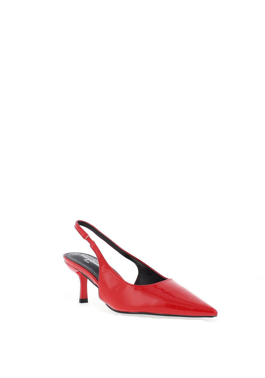 Zen Collection Faux Patent Sling Back Heeled Shoes, Red