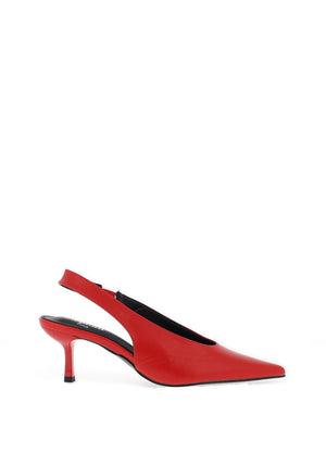 Zen Collection Matte Faux Leather Sling Back Heeled Shoes, Red