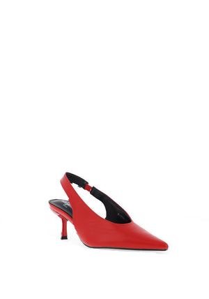Zen Collection Matte Faux Leather Sling Back Heeled Shoes, Red