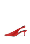Zen Collection Matte Faux Leather Sling Back Heeled Shoes, Red