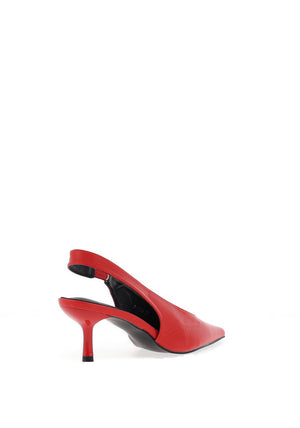 Zen Collection Matte Faux Leather Sling Back Heeled Shoes, Red