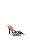 Zen Collection Zebra Printed Heeled Mules, Black & White