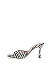Zen Collection Zebra Printed Heeled Mules, Black & White