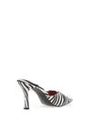 Zen Collection Zebra Printed Heeled Mules, Black & White