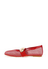 Zen Collection Semi Sheer Mesh Ballet Flats, Red