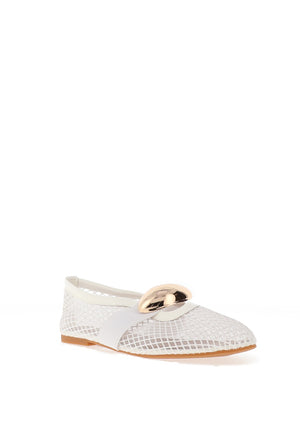 Zen Collection Semi Sheer Mesh Ballet Flats, White