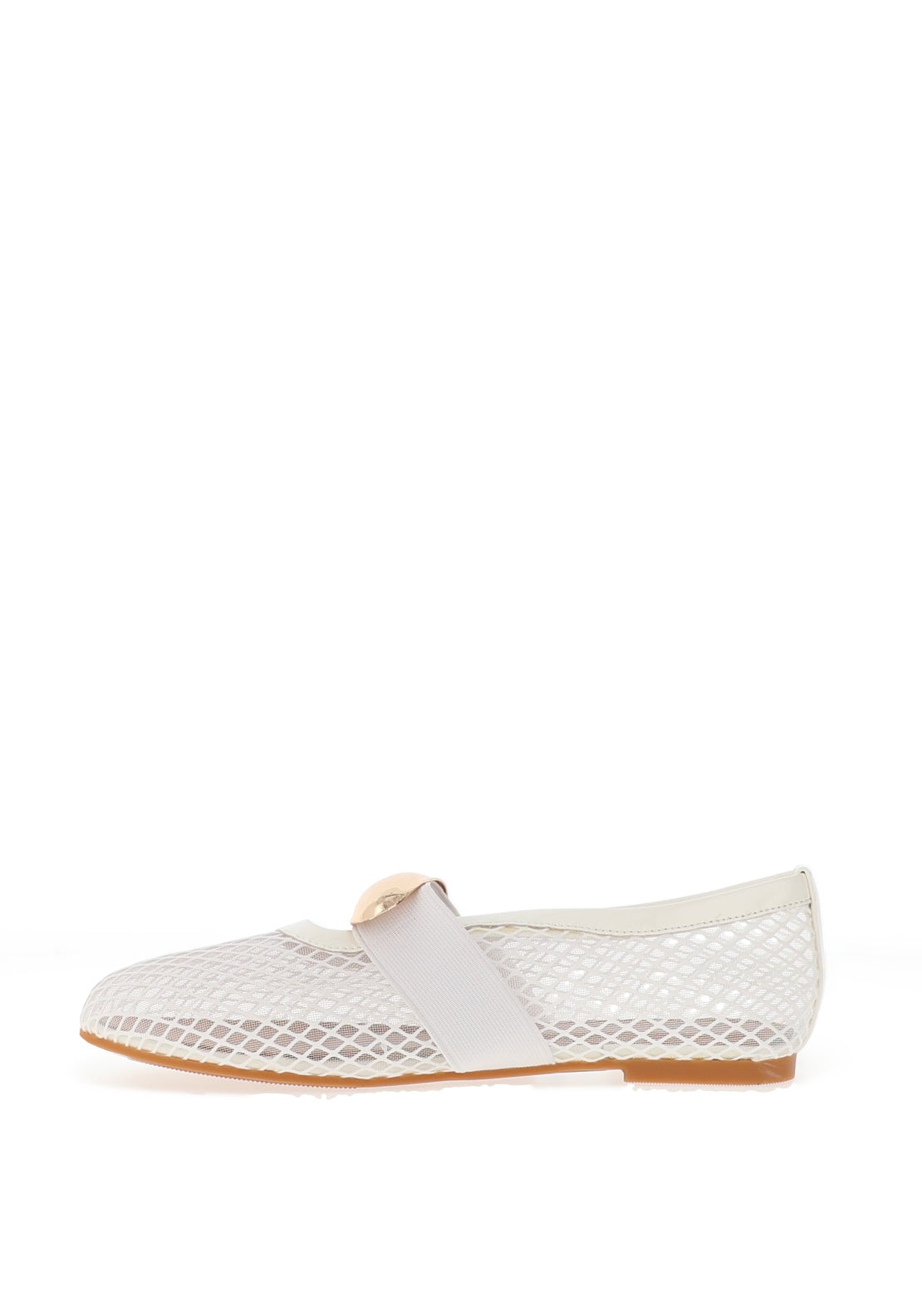 Zen Collection Semi Sheer Mesh Ballet Flats, White