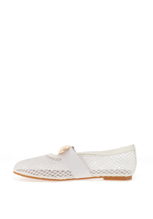Zen Collection Semi Sheer Mesh Ballet Flats, White