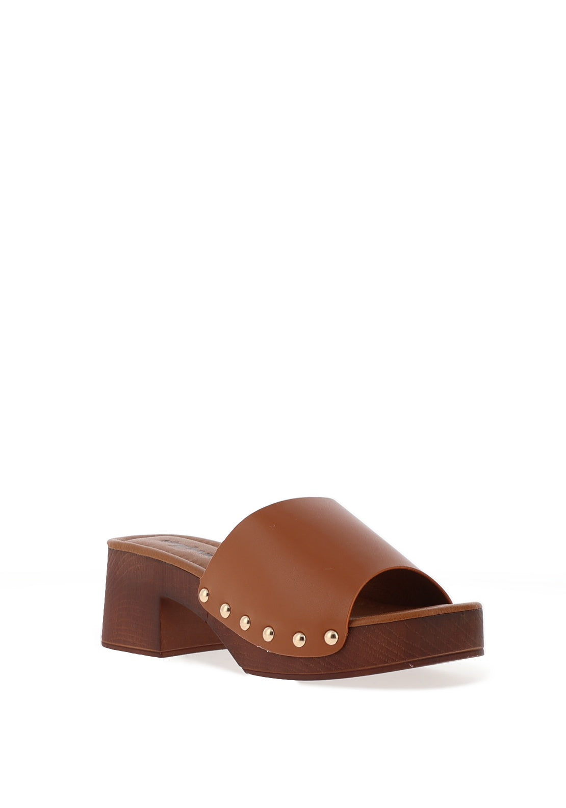Zen Collection Mid Heeled Clog Sandals, Tan