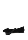 Zen Collection Ankle Tie Ribbon Ballet Flats, Black