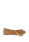 Zen Collection Ankle Tie Ribbon Ballet Flats, Tan