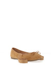 Zen Collection Ankle Tie Ribbon Ballet Flats, Tan