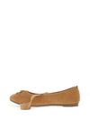 Zen Collection Ankle Tie Ribbon Ballet Flats, Tan