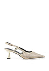 Zen Collection Diamante Mesh Sling Back Low Heels, Gold