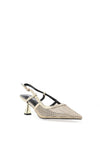 Zen Collection Diamante Mesh Sling Back Low Heels, Gold