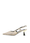 Zen Collection Diamante Mesh Sling Back Low Heels, Gold
