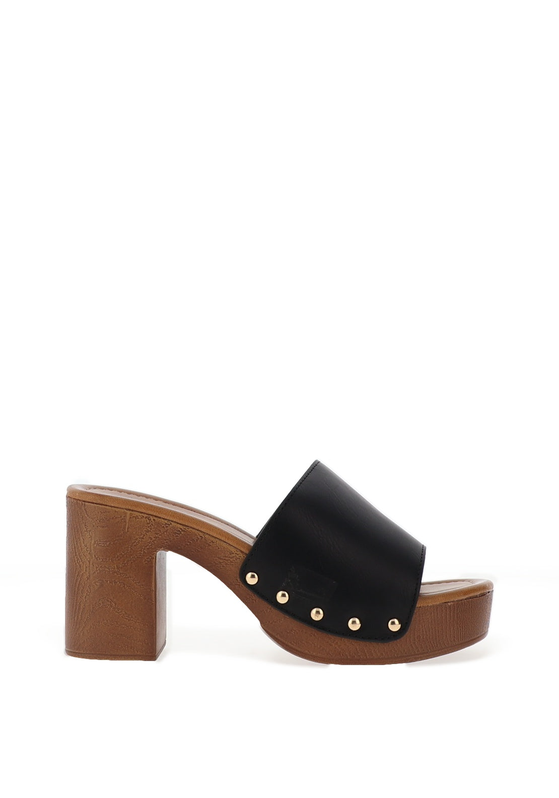 Zen Collection High Heeled Clog Sandals, Black