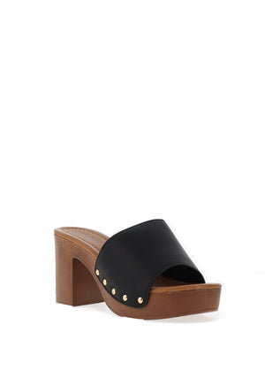 Zen Collection High Heeled Clog Sandals, Black