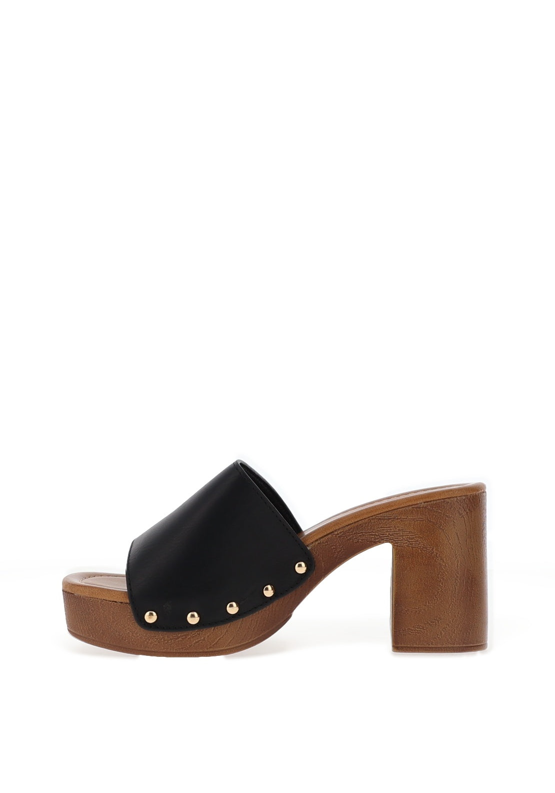 Zen Collection High Heeled Clog Sandals, Black