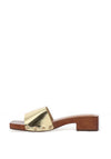 Zen Collection Metallic Chunky Low Heeled Mules, Gold