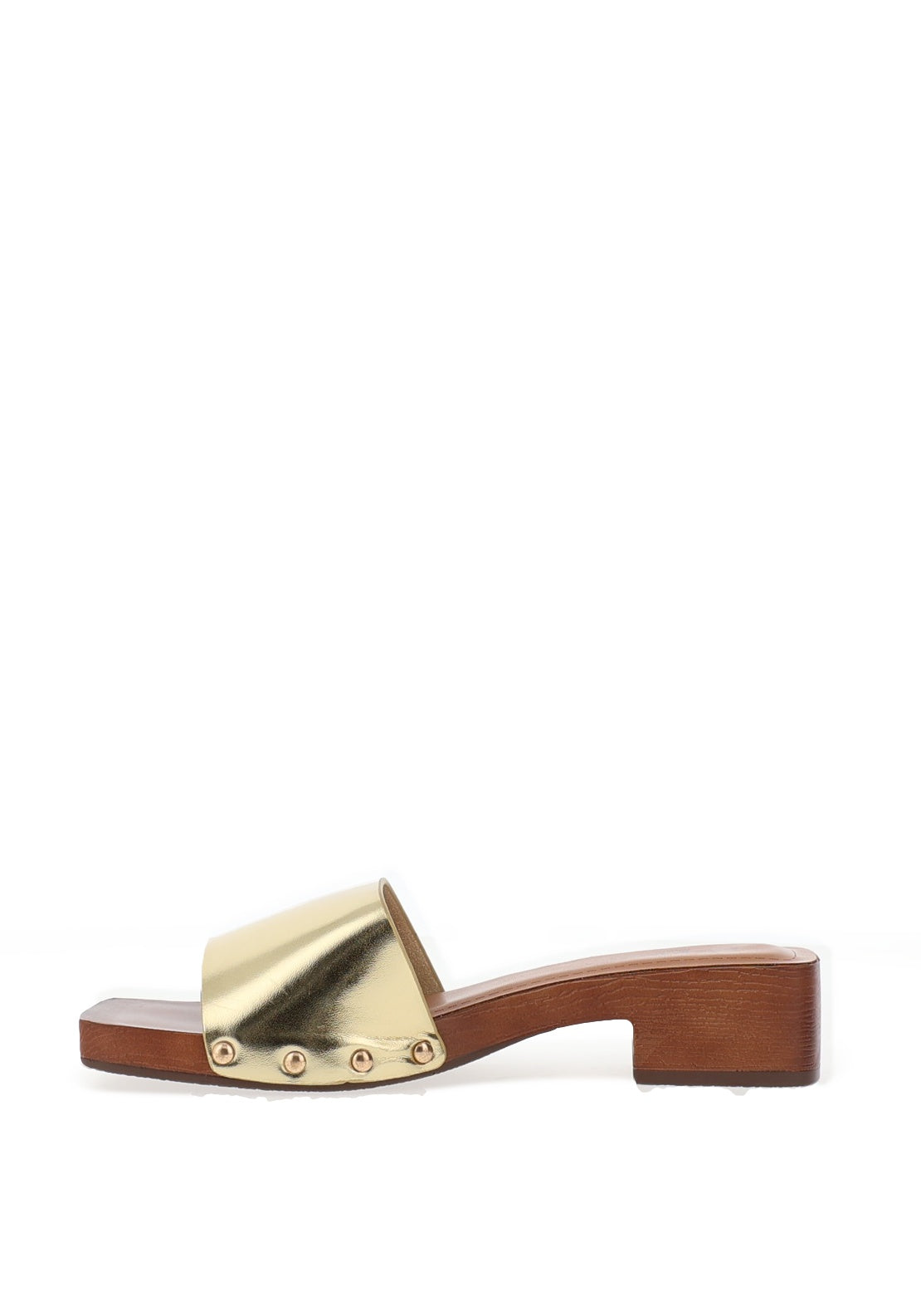 Zen Collection Metallic Chunky Low Heeled Mules, Gold
