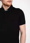 StilPark Contrast Placket Polo Shirt, Black