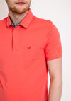 StilPark Contrast Placket Polo Shirt, Coral