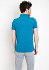 StilPark Contrast Placket Polo Shirt, Ocean Blue