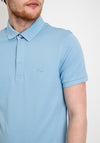 StilPark Contrast Placket Polo Shirt, Sky Blue