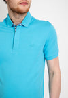 StilPark Contrast Placket Polo Shirt, Turquoise