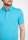 StilPark Contrast Placket Polo Shirt, Turquoise