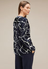 Street One Satin Print Blouse, Deep Blue