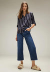 Street One Satin Stripe Blouse, Intense Deep Blue