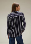 Street One Satin Stripe Blouse, Intense Deep Blue
