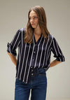 Street One Satin Stripe Blouse, Intense Deep Blue