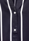 Street One Satin Stripe Blouse, Intense Deep Blue
