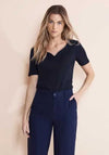 Street One Heart Neckline Top, Deep Blue