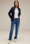Street One Drawstring Hooded Sweat Jacket, Deep Blue