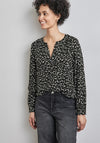 Street One Leopard Print V Neck Blouse, Black
