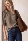 Street One Pearl Embellished Round Neck Knitted Jumper, Taupe