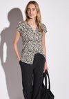 Street One Abstract Print Button Top, Beige and Black