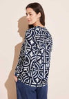 Street One Printed Tunic Blouse, Deep Blue