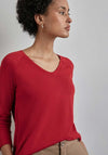 Street One V Neck Long Sleeve Sweater, Red