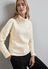 Street One Ribbed Funnel Neck Sweatshirt, Cream