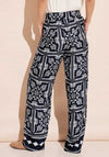 Street One Satin Printed Trousers, Deep Blue