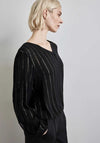 Street One Metallic Stripe Blouse, Black