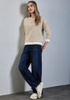 Street One Striped Woven Top, Taupe and Cream